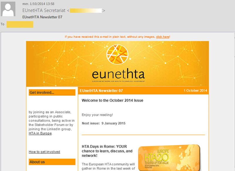 EUnetHTA Newsletter system