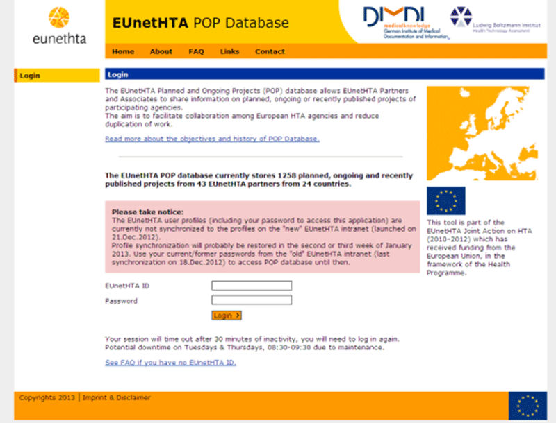 EUnetHTA Planned and Ongoing Projects database